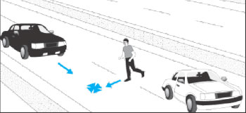 Illustration of A pedestrian was struck while crossing a limited-access expressway.