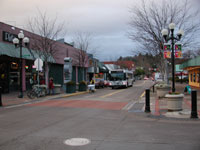 Olive Street, with 14-foot lanes along parking and 11-foot lanes approaching Broadway