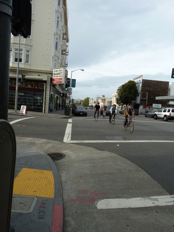 Bicyclists using Valencia Street in 2012.