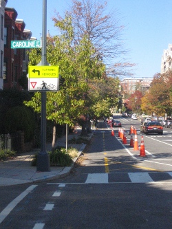 The two-way cycle track on 15th Street in Washington, D.C.